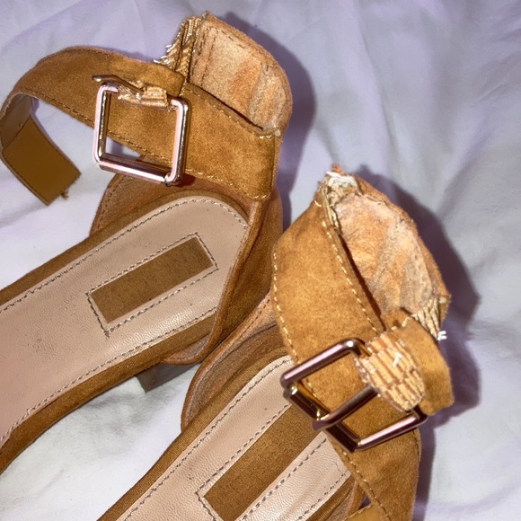 Light Brown Ankle Strap Chunky Heel Shoes - Picture 8 of 8